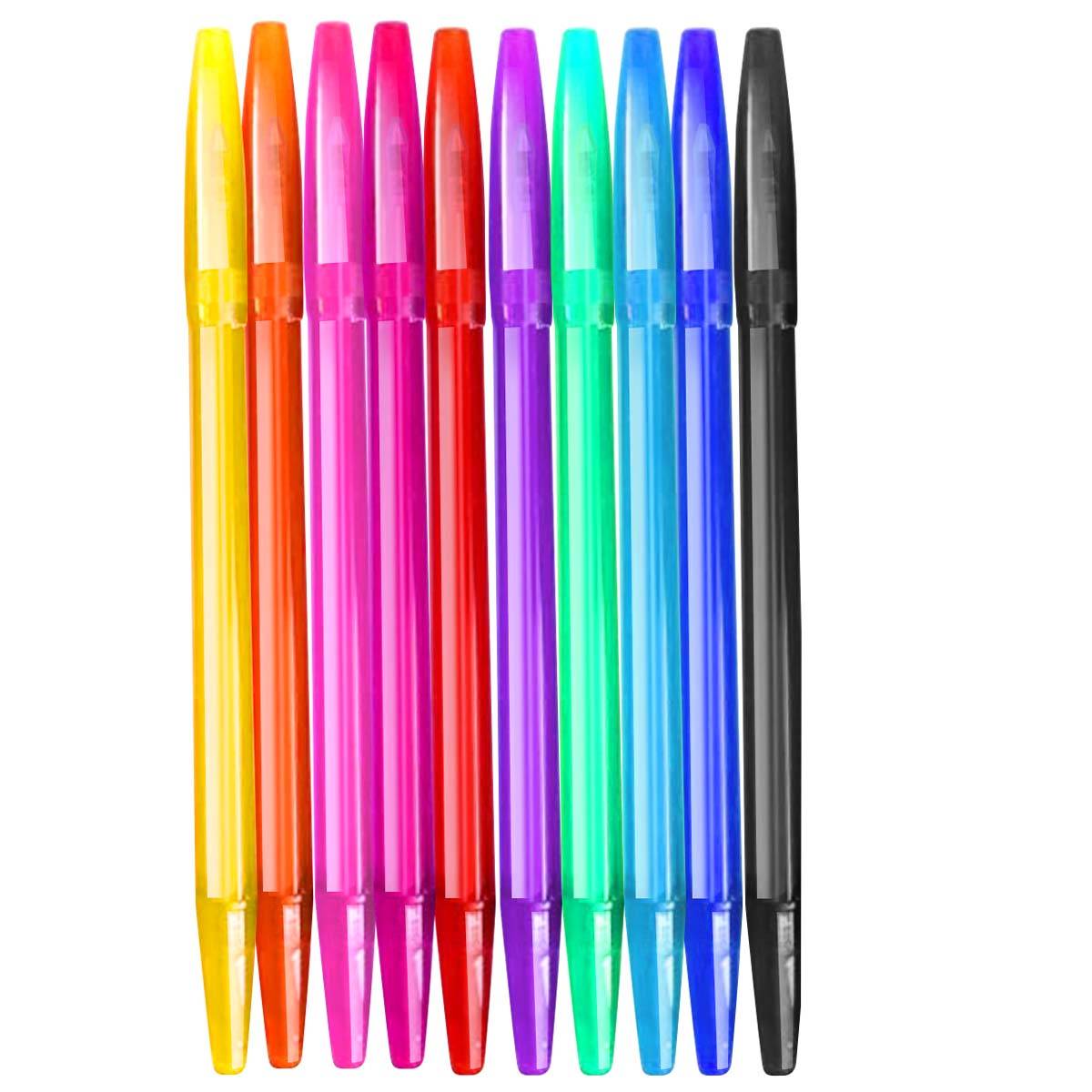 Lot de 10 Stylos à Bille Couleurs Assorties-0