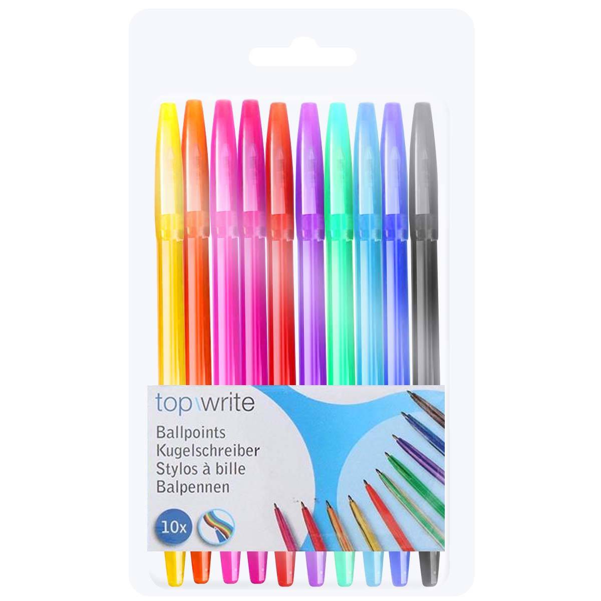 Lot de 10 Stylos à Bille Couleurs Assorties-4