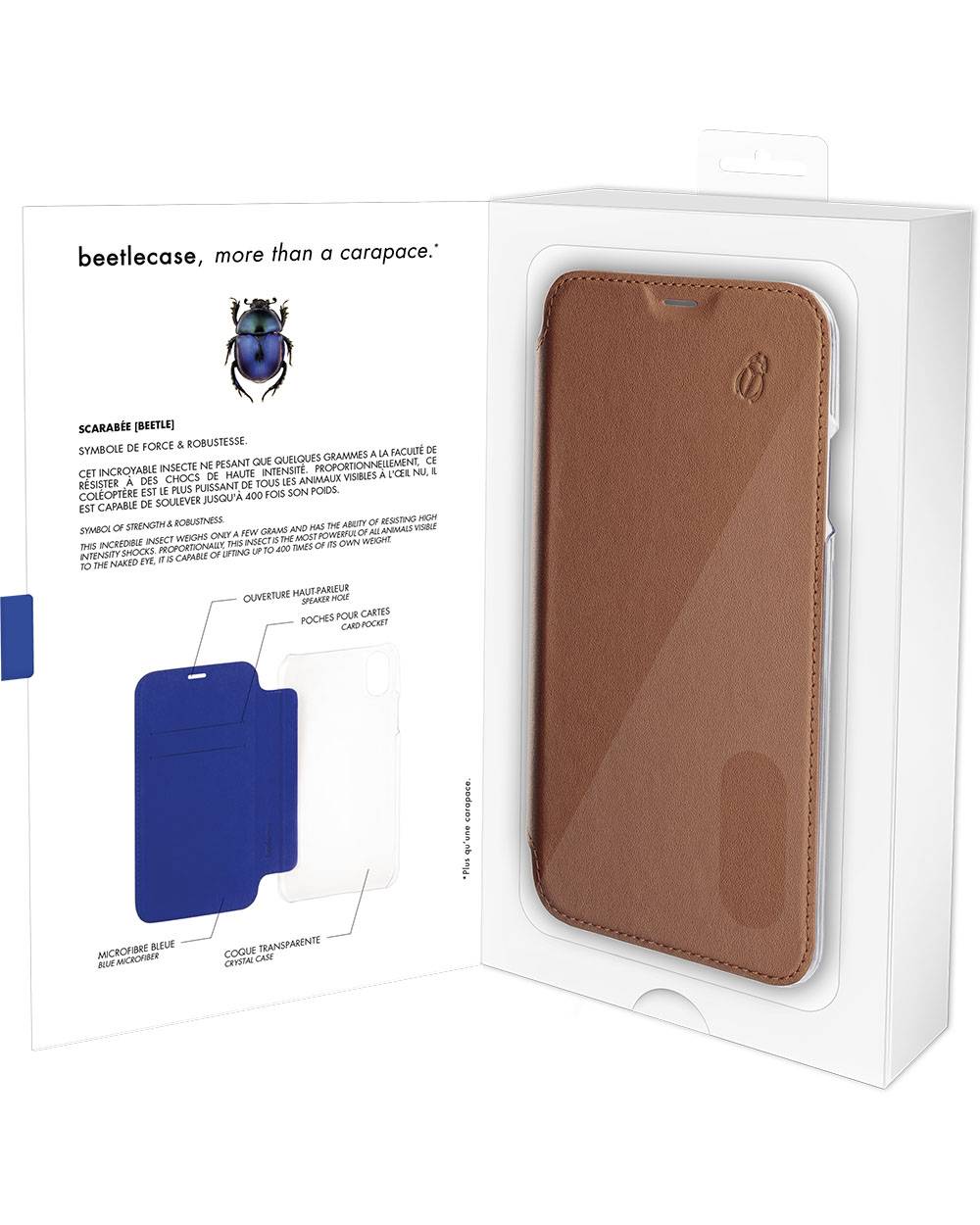 Étui pour iPhone XR Folio Premium en Cuir avec Dos en Cristal et Porte-Cartes-3