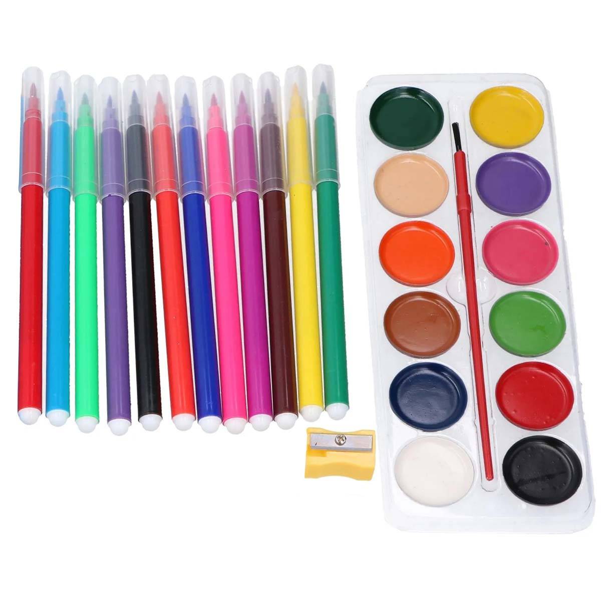 Kit Créatif 43 Pièces avec Crayons / Aiguisoir / Feutres / Peintures-3