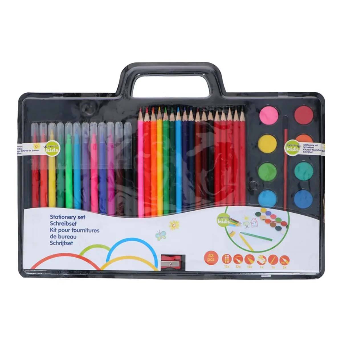 Kit Créatif 43 Pièces avec Crayons / Aiguisoir / Feutres / Peintures-4