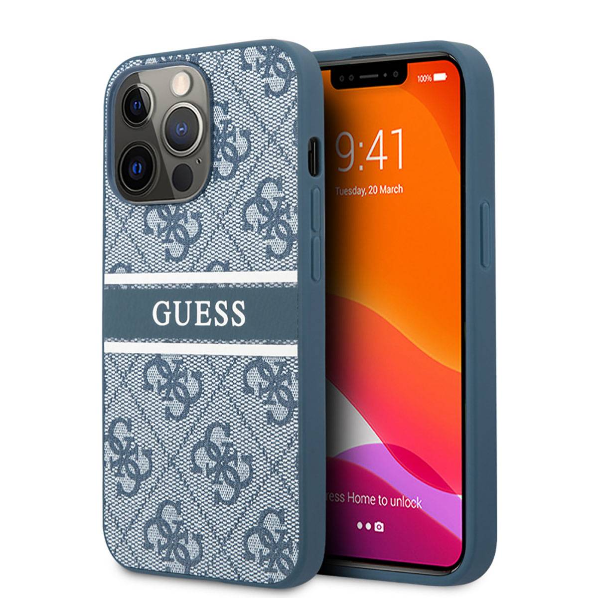 Coque pour Apple iPhone 13 Pro avec Monogramme Guess à Effet Vintage-1