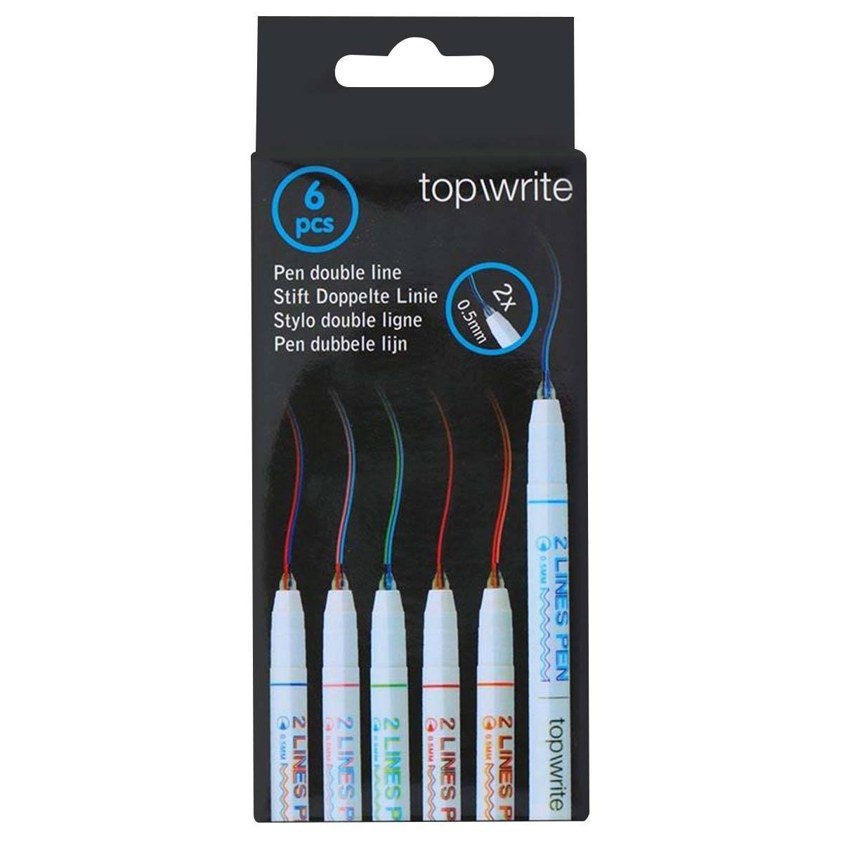 Lot de 6 Stylos à Bille Double Ligne Pointe Fine 0,5mm-4