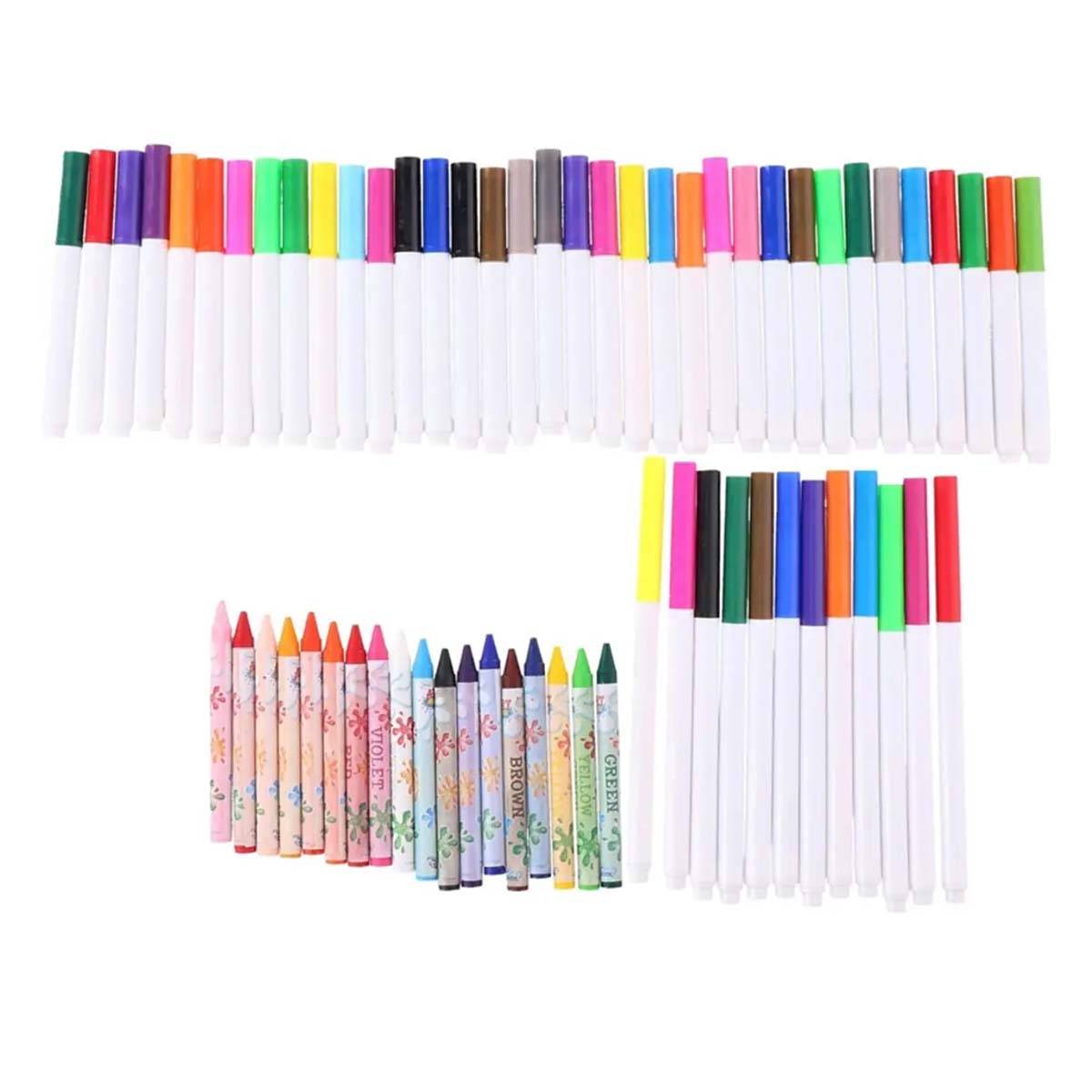 Kit Créatif 65 Pièces avec Feutres / Crayons de Couleurs Assortis-0