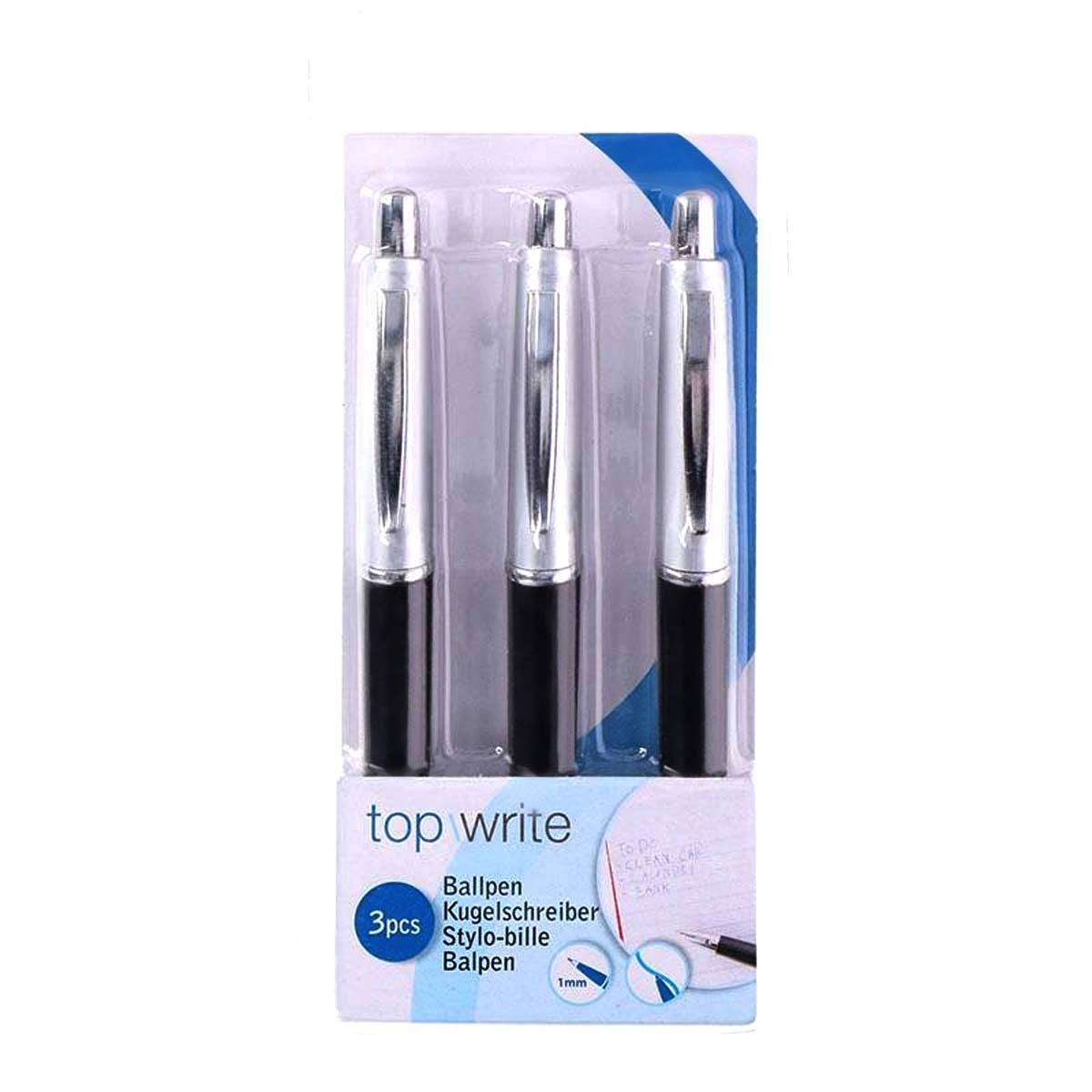 Lot de 3 Stylos à Bille Pointe 1mm avec Clip Métallique-4