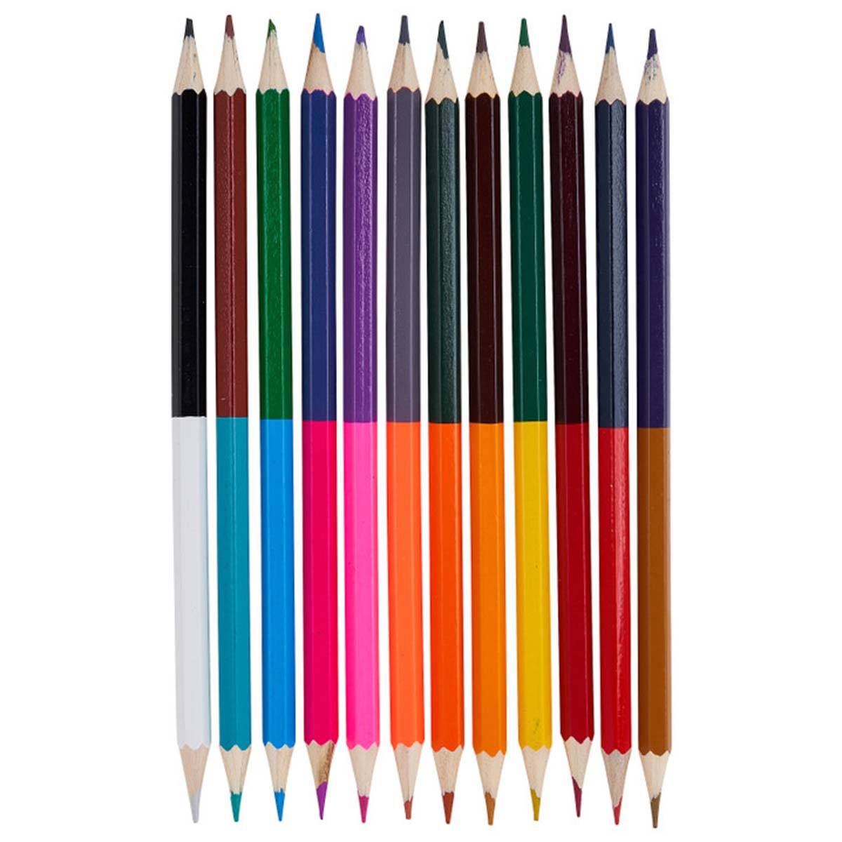 Lot de 12 Crayons de Couleur Double Face pour Dessin et Coloriage-1