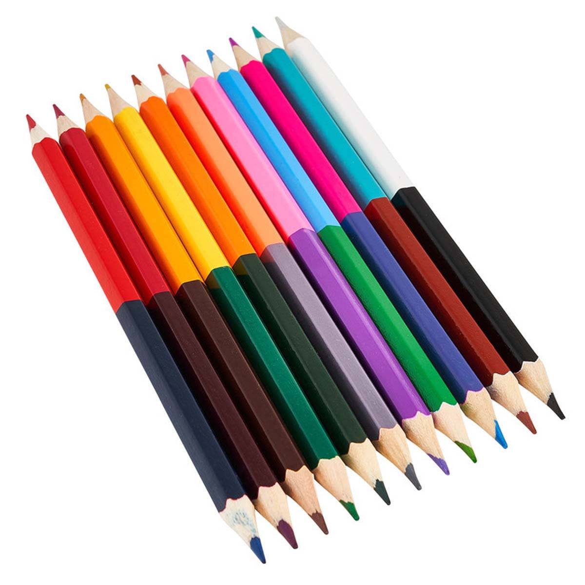 Lot de 12 Crayons de Couleur Double Face pour Dessin et Coloriage-0