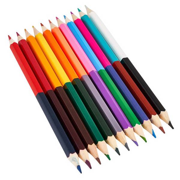 Lot de 12 Crayons de Couleur Double Face pour Dessin et Coloriage