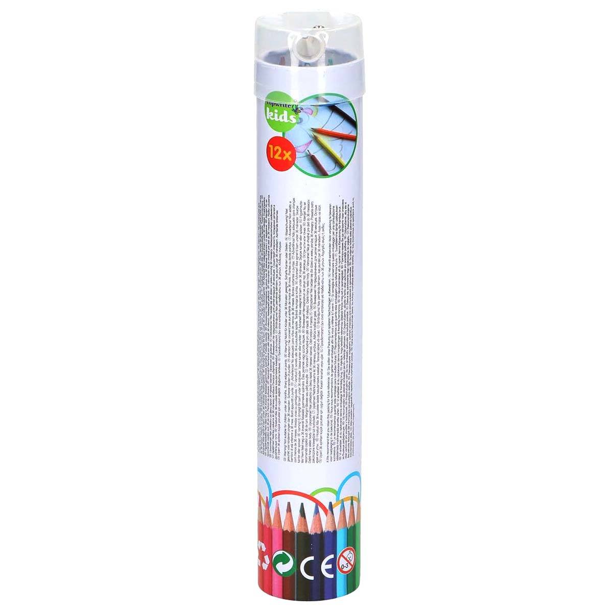 Lot de 12 Crayons de Couleur avec Taille-crayon et Tube de Rangement-4