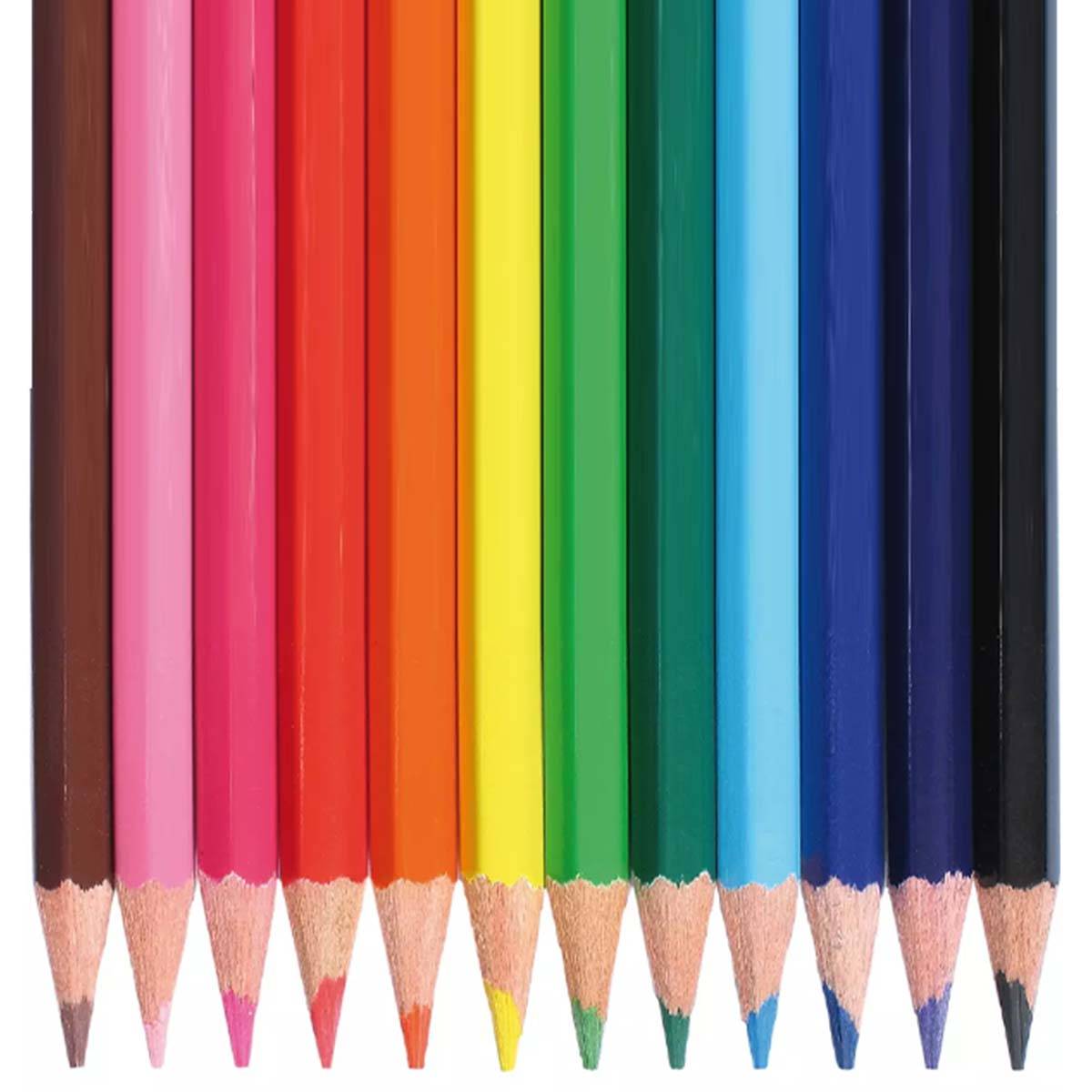 Lot de 12 Crayons de Couleur 17,6 cm en Bois-1