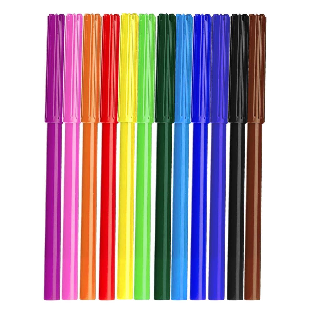 Lot de 12 Feutres Pointe Fine 2mm pour Coloriage / Dessin / Écriture-0