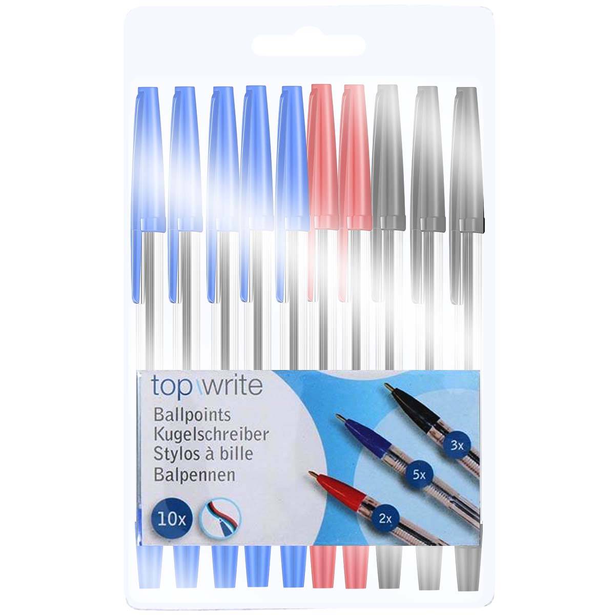 Lot de 10 Stylos à Bille 3 Couleurs Pointe Fine-4