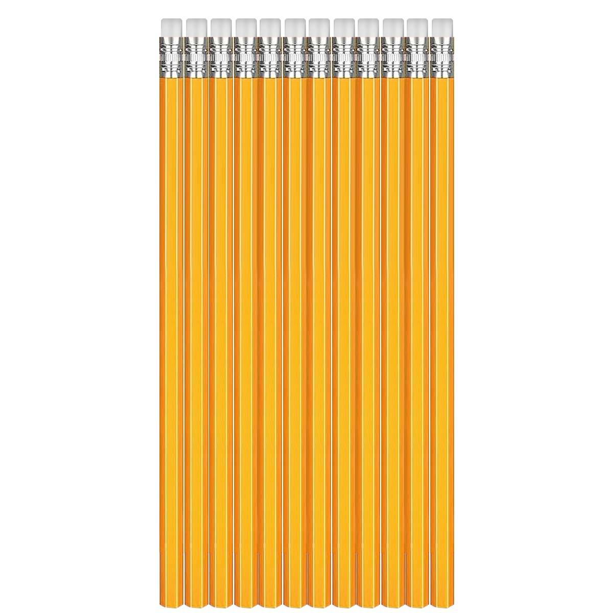 Lot de 12 Crayons à Papier HB avec Gomme Intégrée pour Écriture ou Dessin-0