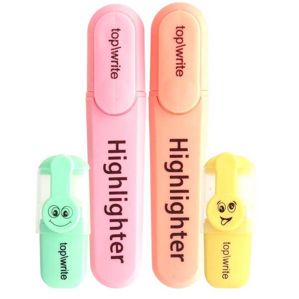 Lot de 4 Surligneurs Pastel à Séchage Rapide pour École / Bureau