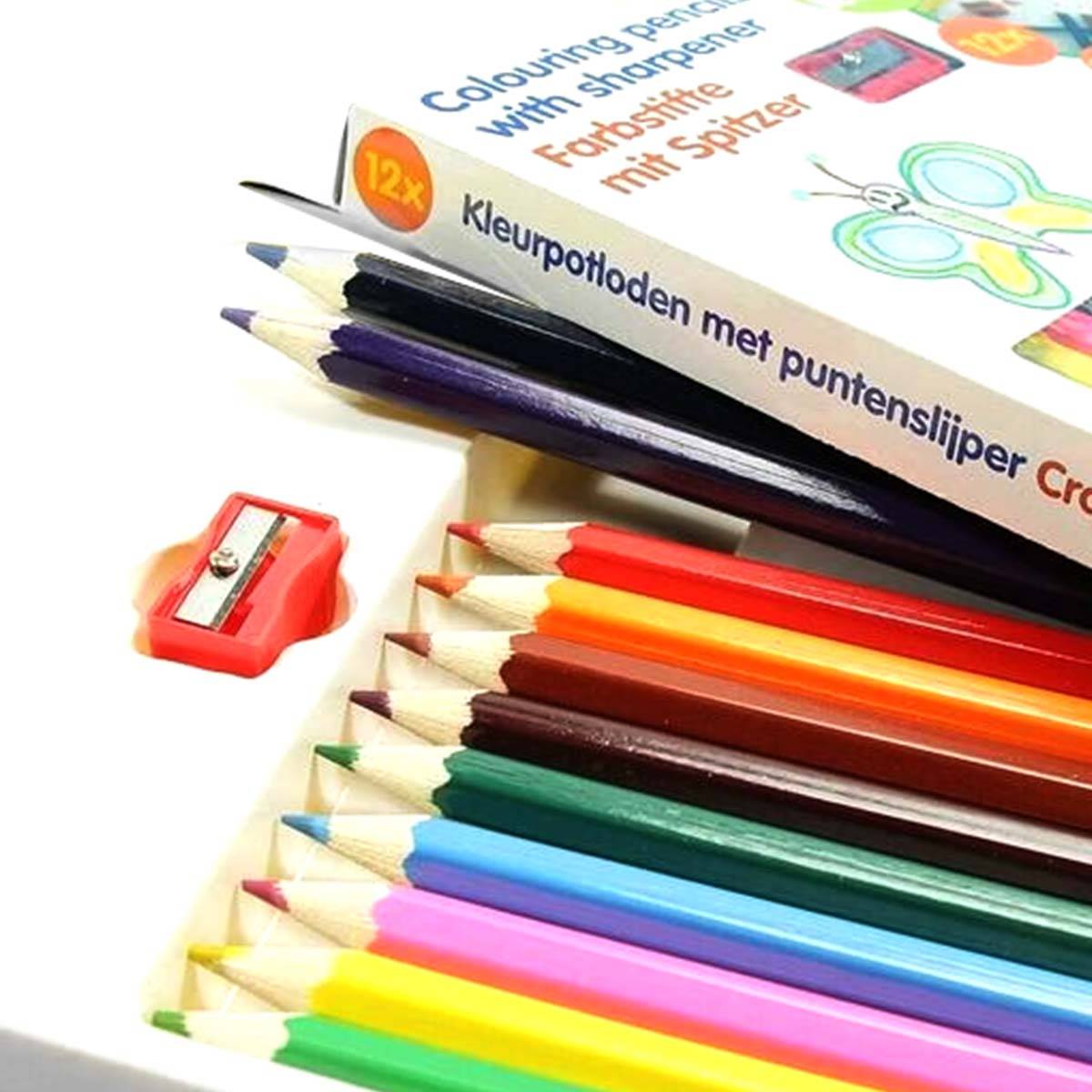 Lot de 12 Crayons de Couleur Variés avec Aiguisoir-1