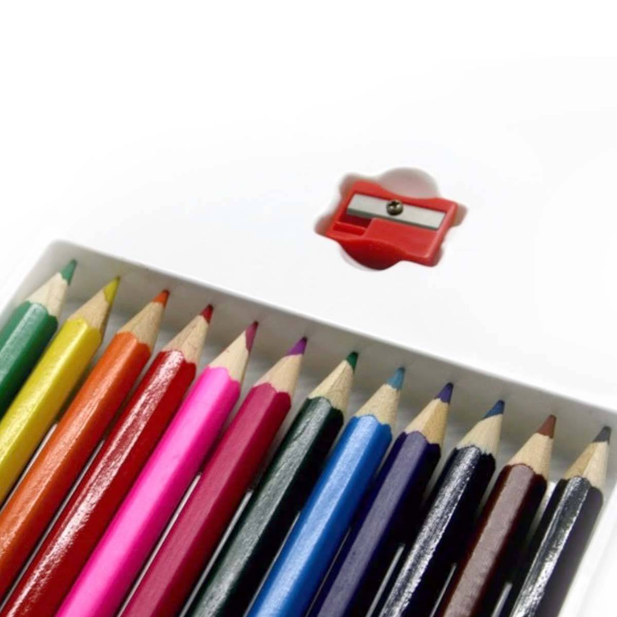 Lot de 12 Crayons de Couleur Variés avec Aiguisoir-3