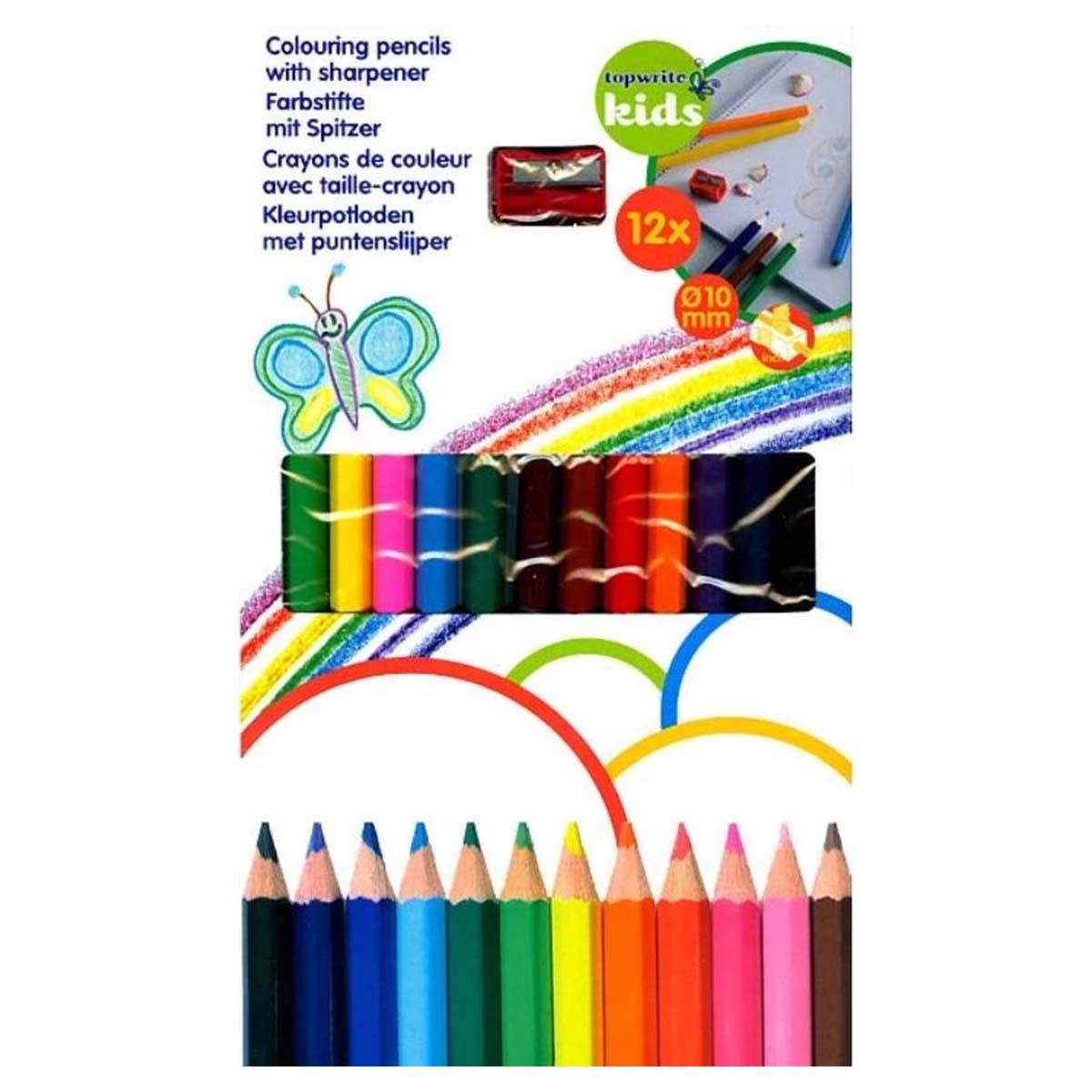 Lot de 12 Crayons de Couleur Variés avec Aiguisoir-4