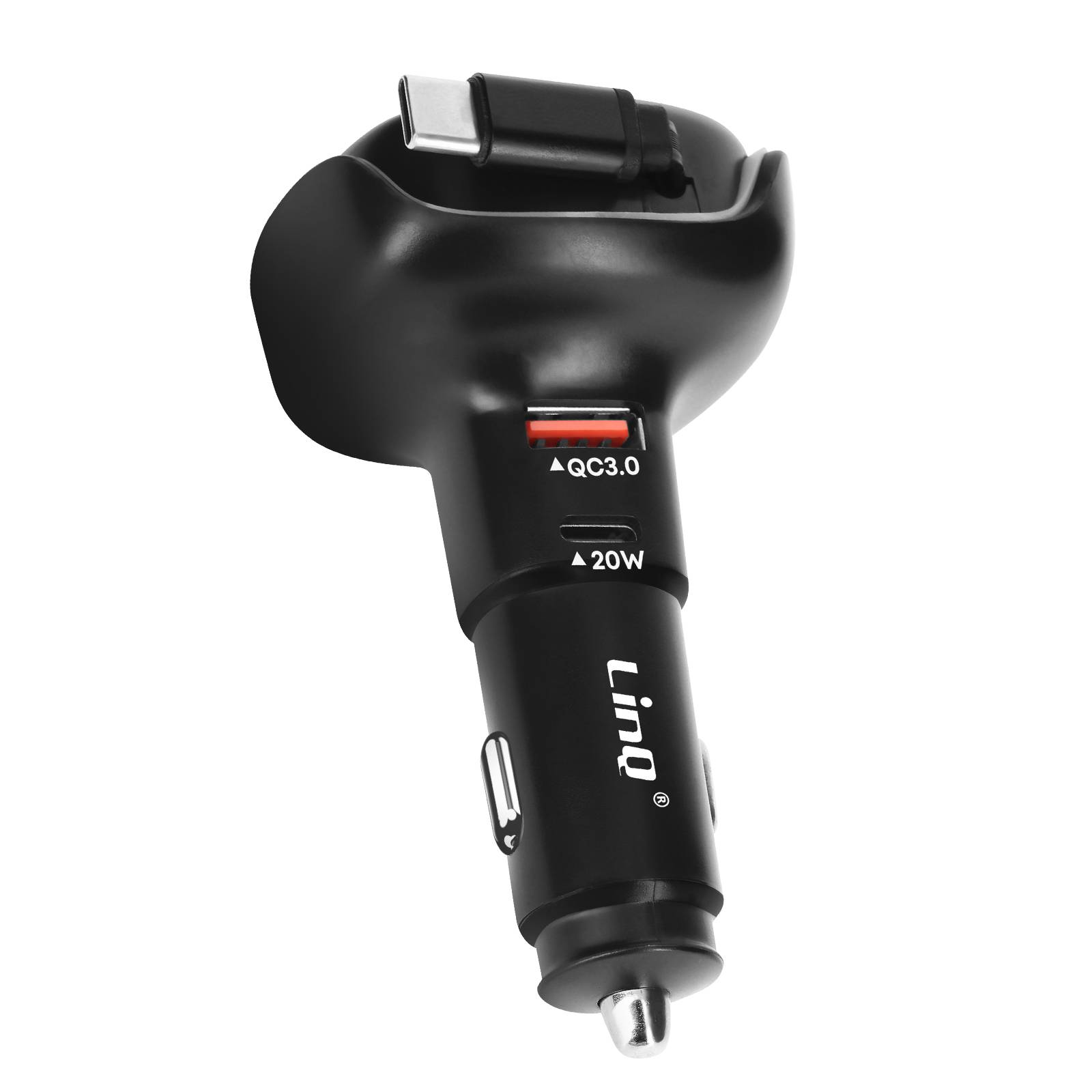 Chargeur Voiture USB-C 20W et USB QC 3.0 avec Anneau LED et Câble Type-C 30W-1