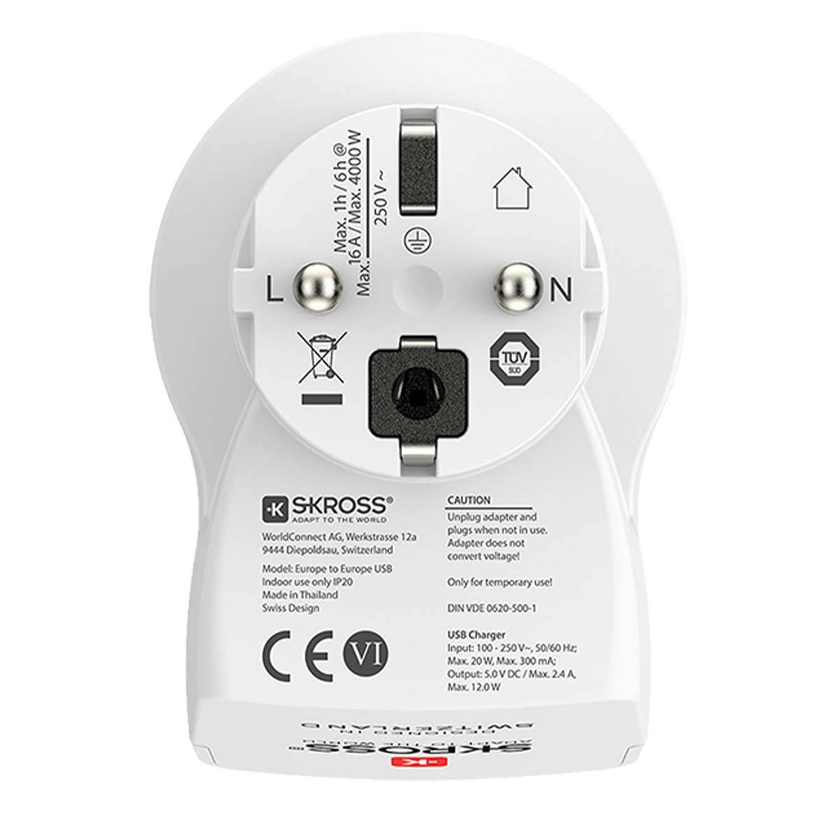 Adaptateur Secteur Europe vers Europe 2 USB-A 4000W-1