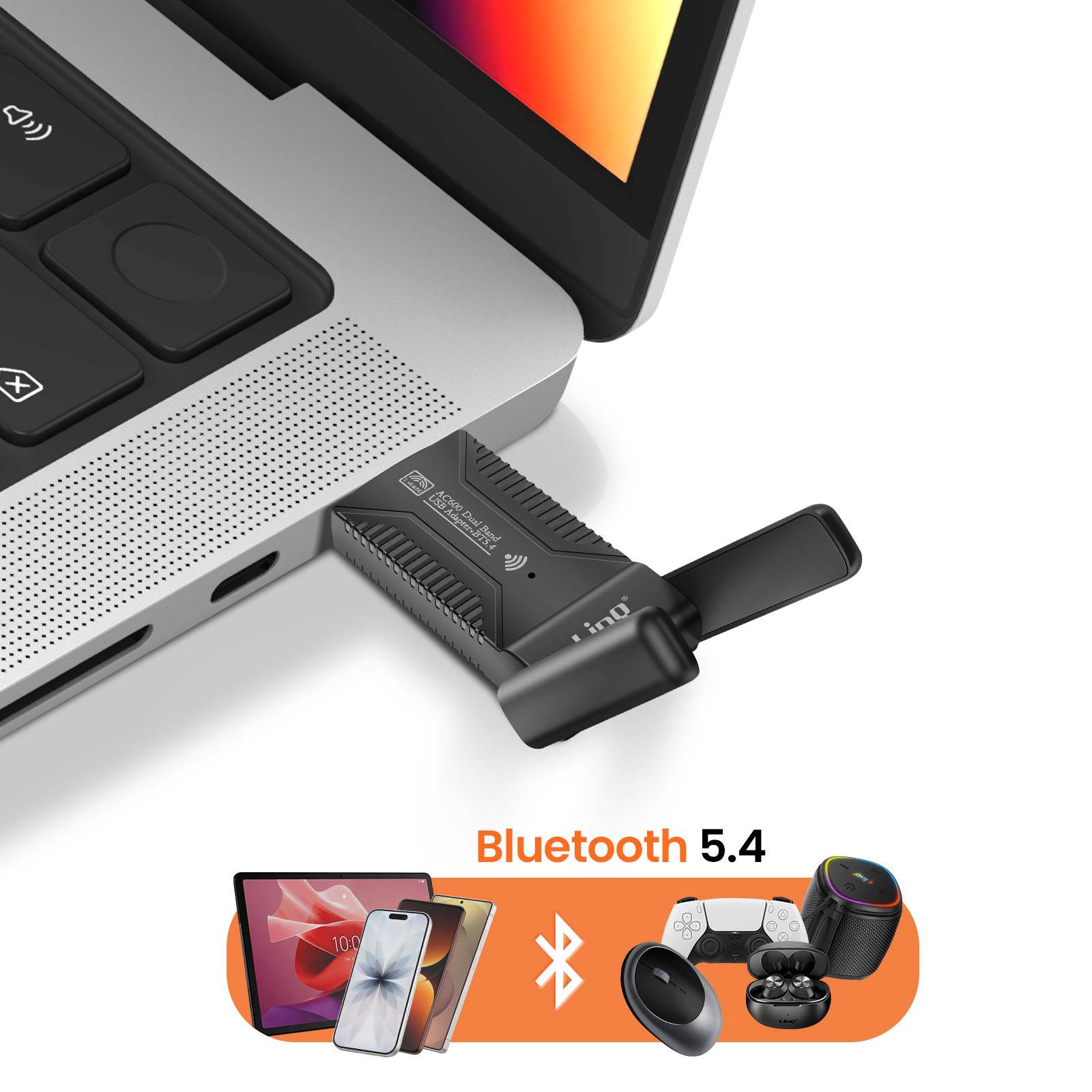 Carte Réseau Clé USB WiFi 600Mbps et Bluetooth 5.4 Double Bande-2