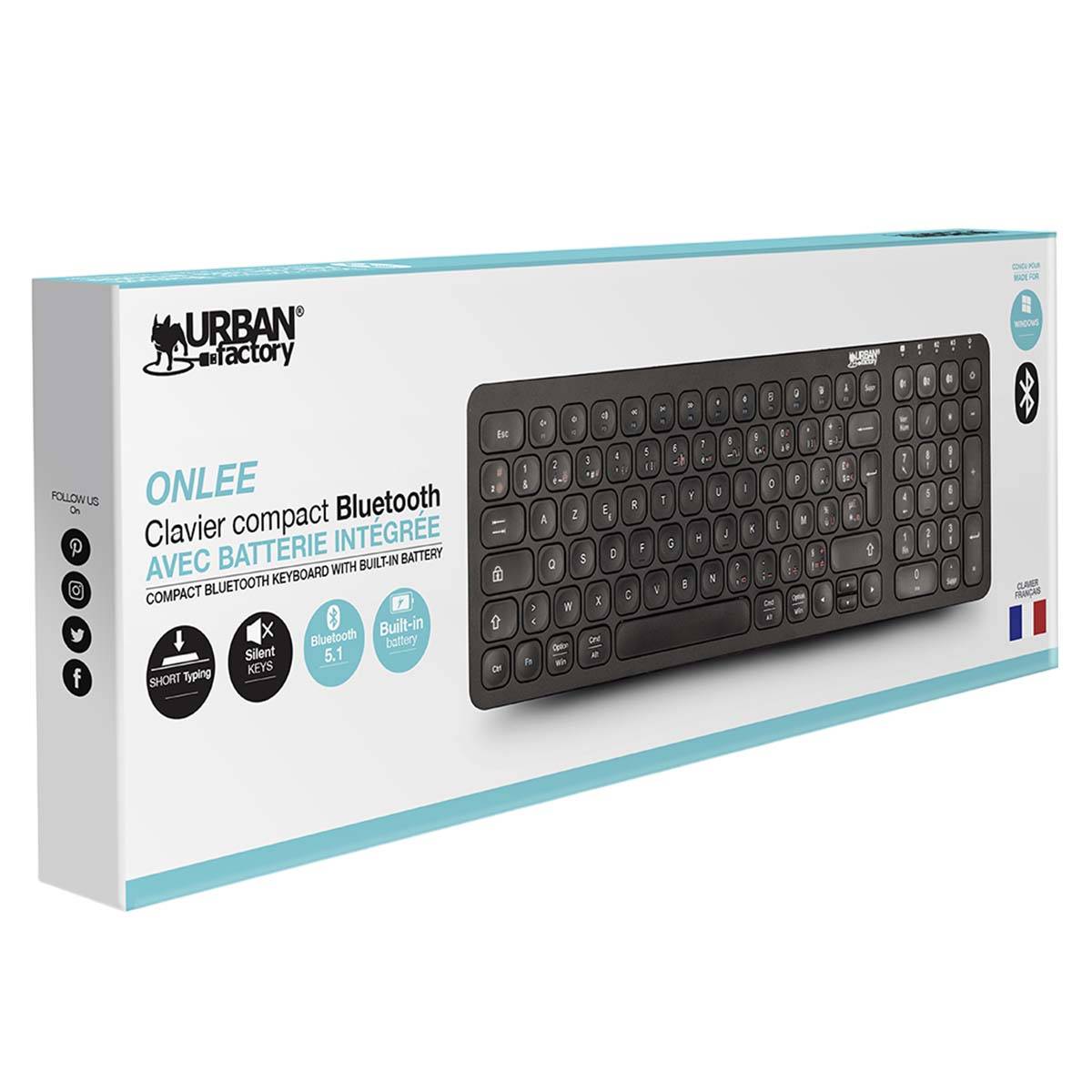 Clavier sans Fil Bluetooth avec Batterie Onlee Ultra Compact-3