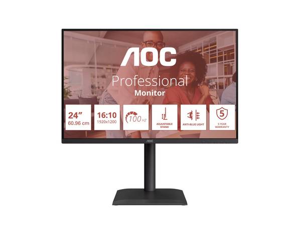 AOC E4 X24E4U, 61 cm (24"), 1920 x 1200 pixels, Full HD, LED, 4 ms, Noir