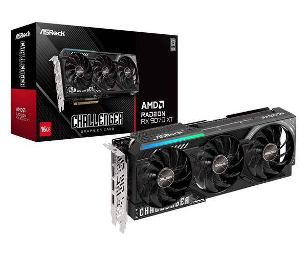 Asrock Challenger RX 9070 XT, Radeon RX 9070 XT, 16 Go, GDDR6, 256 bit, 7680 x 4320 pixels, PCI Express x16 5.0