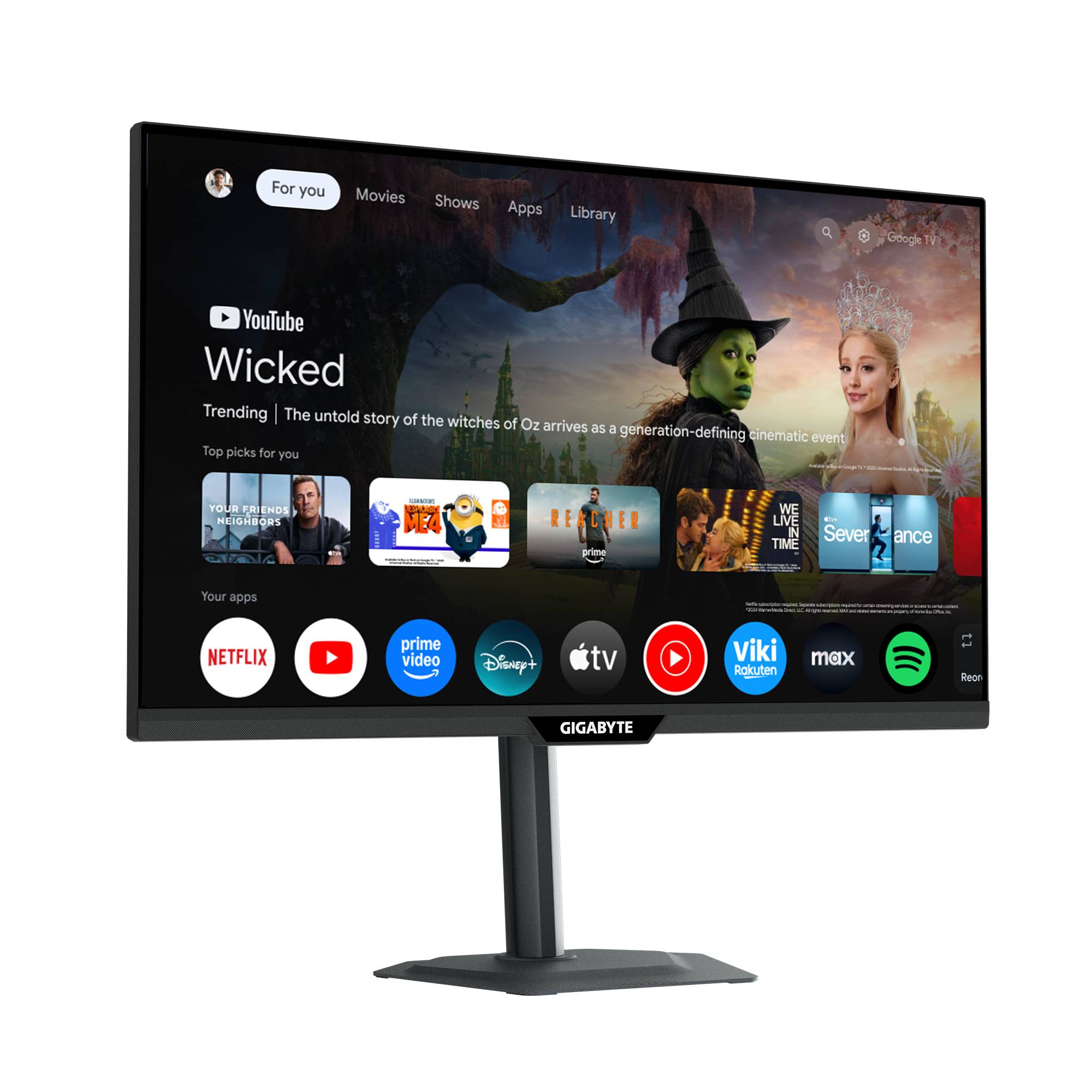 GIGABYTE M27QS Moniteur Intelligent 27” 2K QHD - Google TV, Affichage sans fil, 2560 x 1440, 180Hz, 1ms, 350 cd/m², Free-3