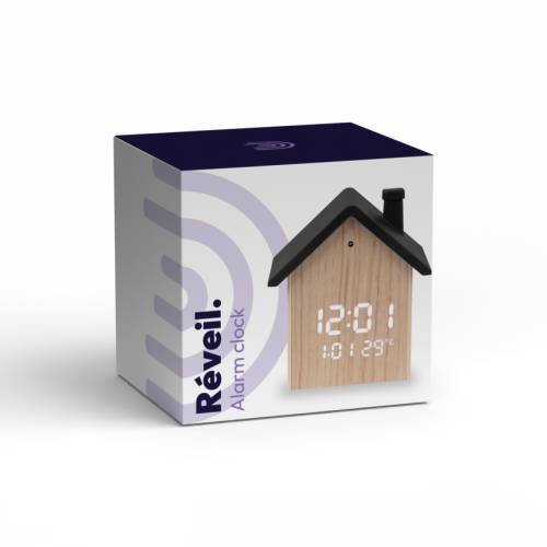 Réveil digital Maison aspect bois-4