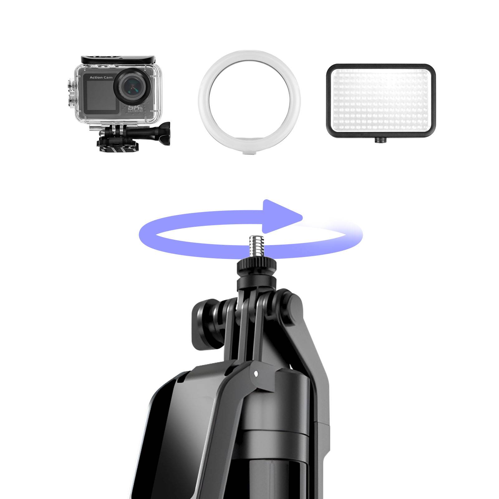 Trépied Bluetooth pour Smartphone / Caméra avec Suivi Visage 360° Réglable-2