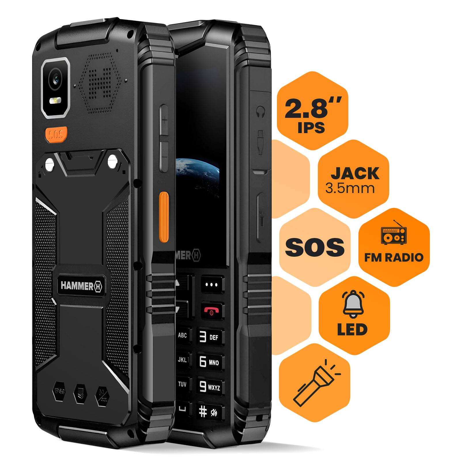 Téléphone Portable Hammer Horizon LTE Double SIM Autonomie 18h Waterproof IP68-4
