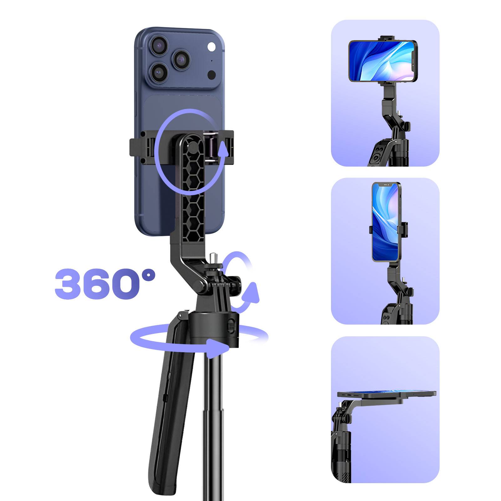 Trépied Bluetooth pour Smartphone / Caméra avec Suivi Visage 360° Réglable-4