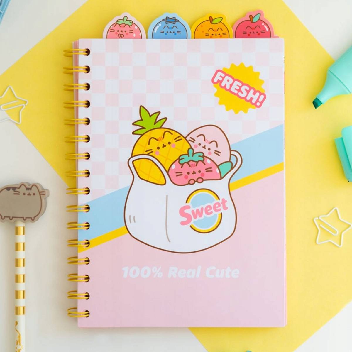 Carnet Onglets Fruits Motif 100% Real Cute Format A5 avec Intercalaires Colorés-3