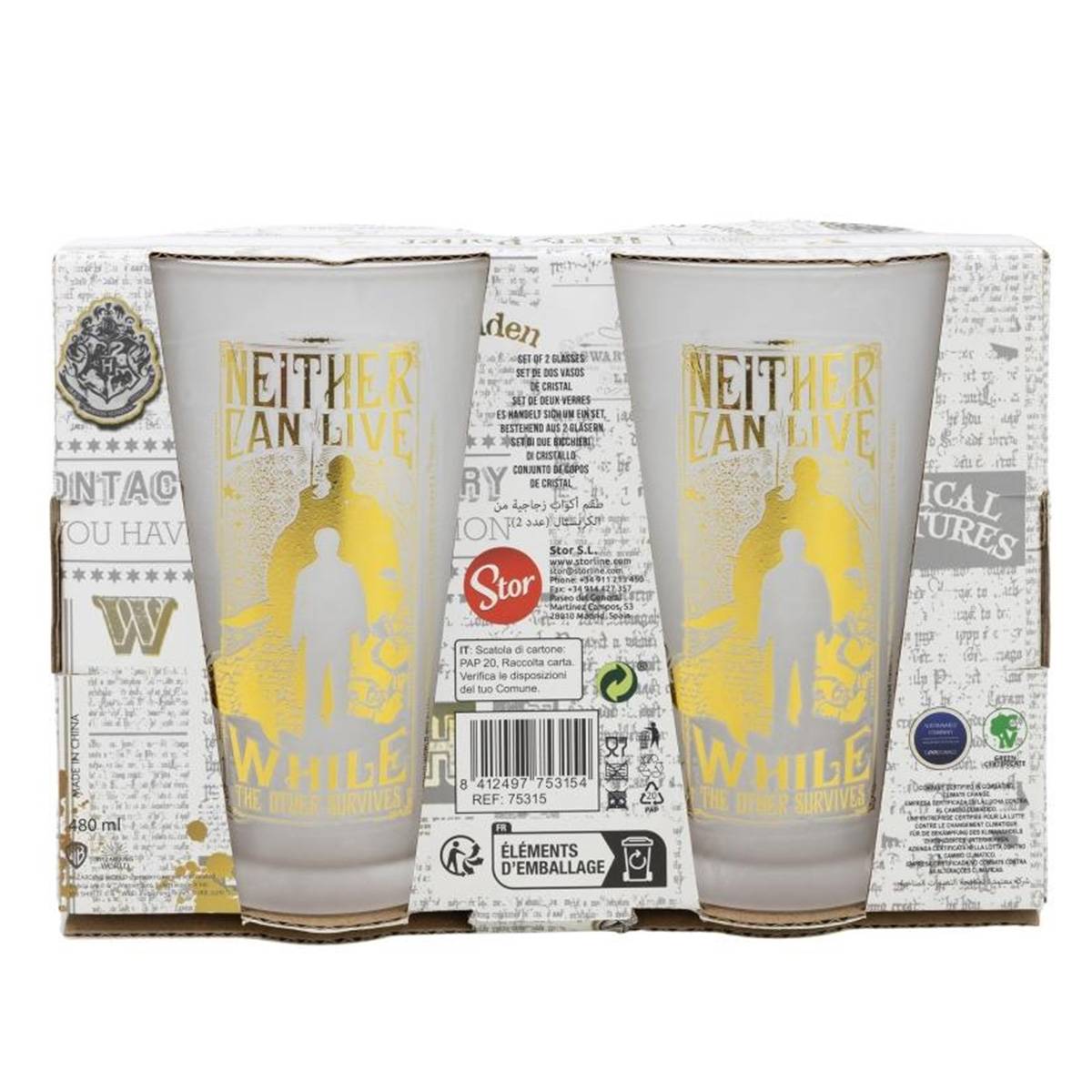 Set de 2 Verres 490ml Collection Golden Magic Design Givré Élégant-3