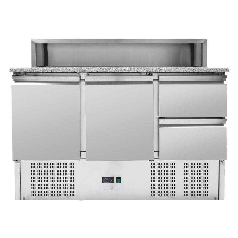 Meuble à Pizza Réfrigéré Toit Inox 8 x GN1/6 - 2 Portes et 2 Tiroirs-3