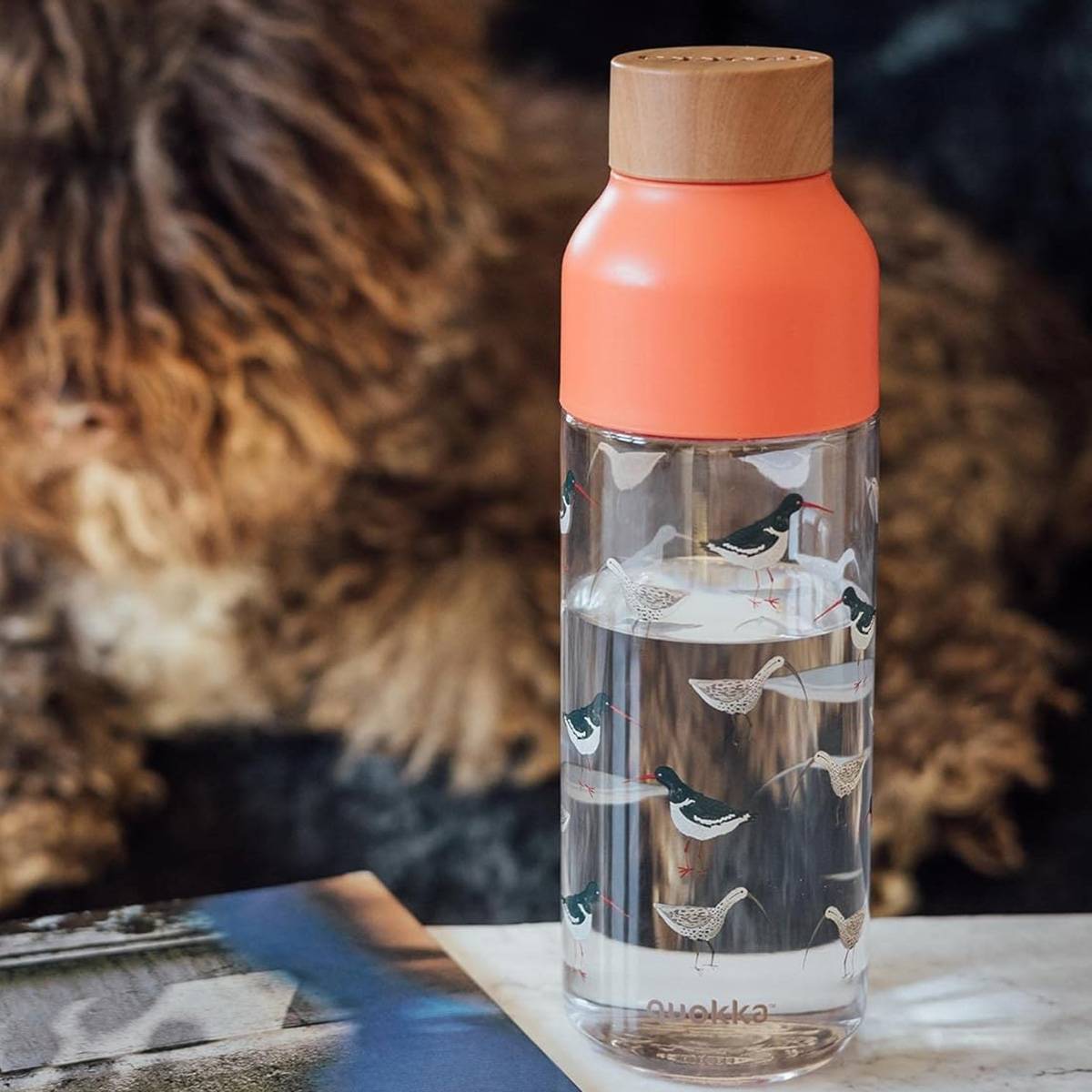 Bouteille d'eau Design Oiseaux Bouchon Bambou 720ml en Ecozen-2