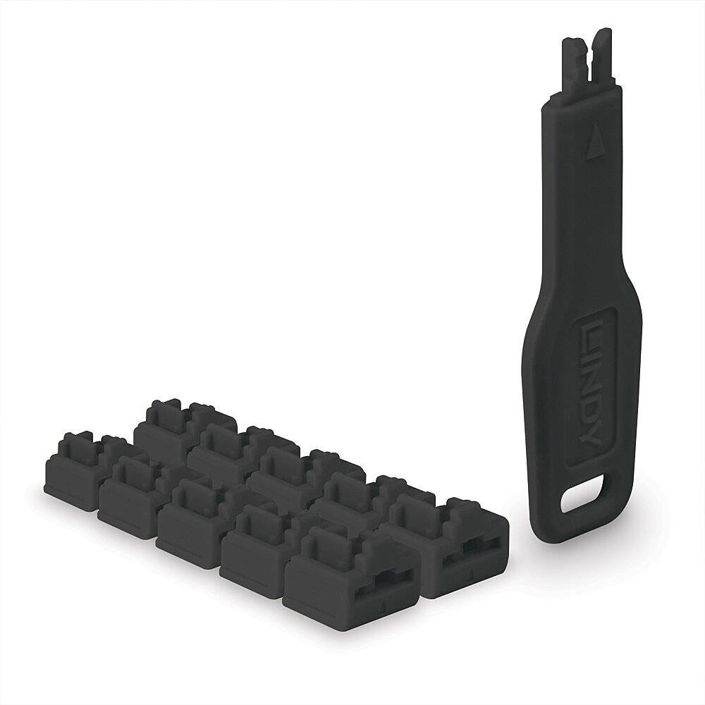 LINDY RJ45 Port Locks Black 10x + 1 Key-2