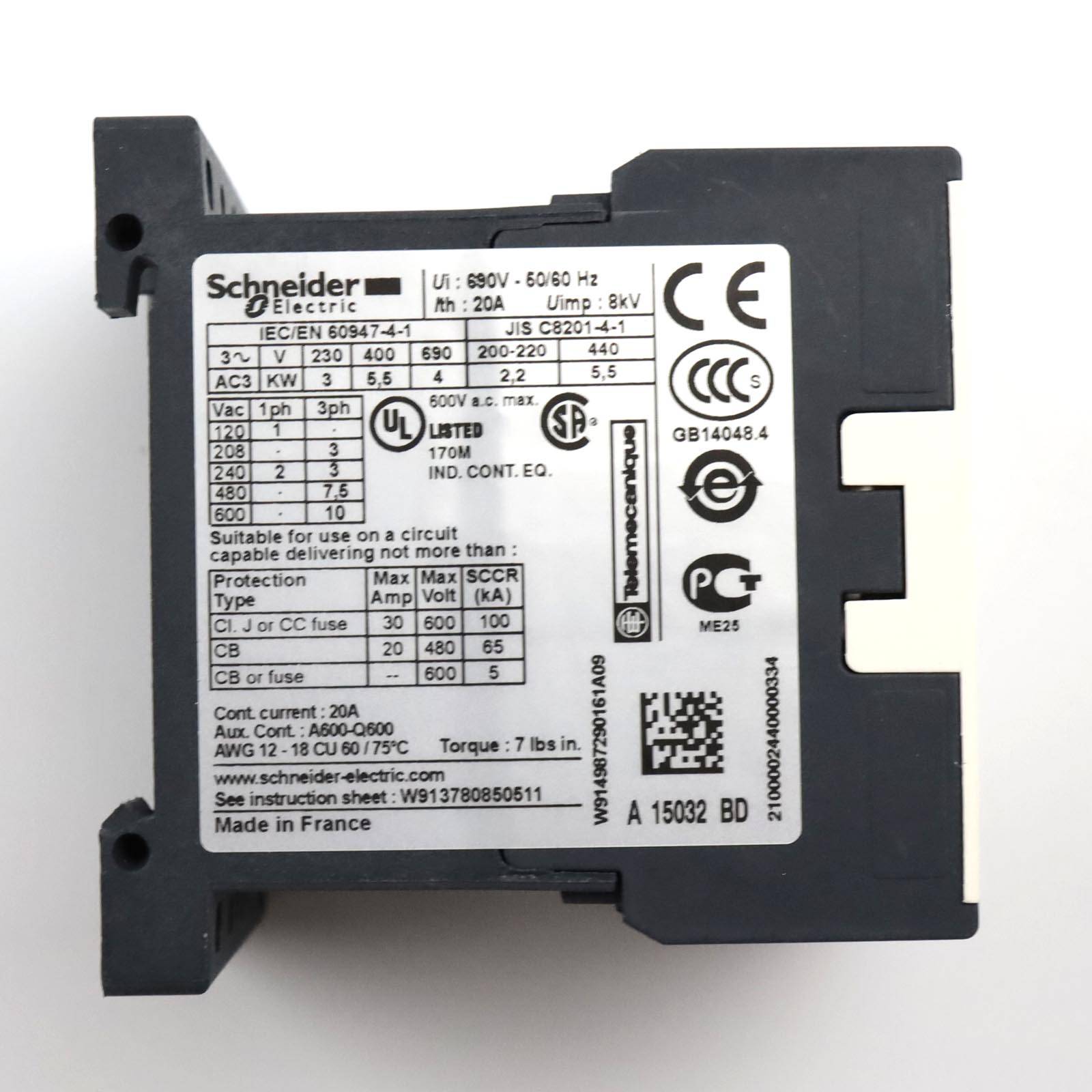 Contacteur de puissance LP1K 3p, +1S, 5.5 kW, 12 A, 400 V AC3, bobine 24 V DC-2