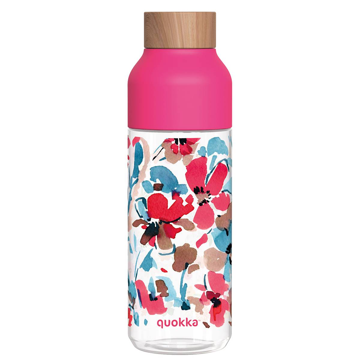 Bouteille d’Eau Réutilisable Ice 720ml avec Bouchon Bois et Motif Floral-0
