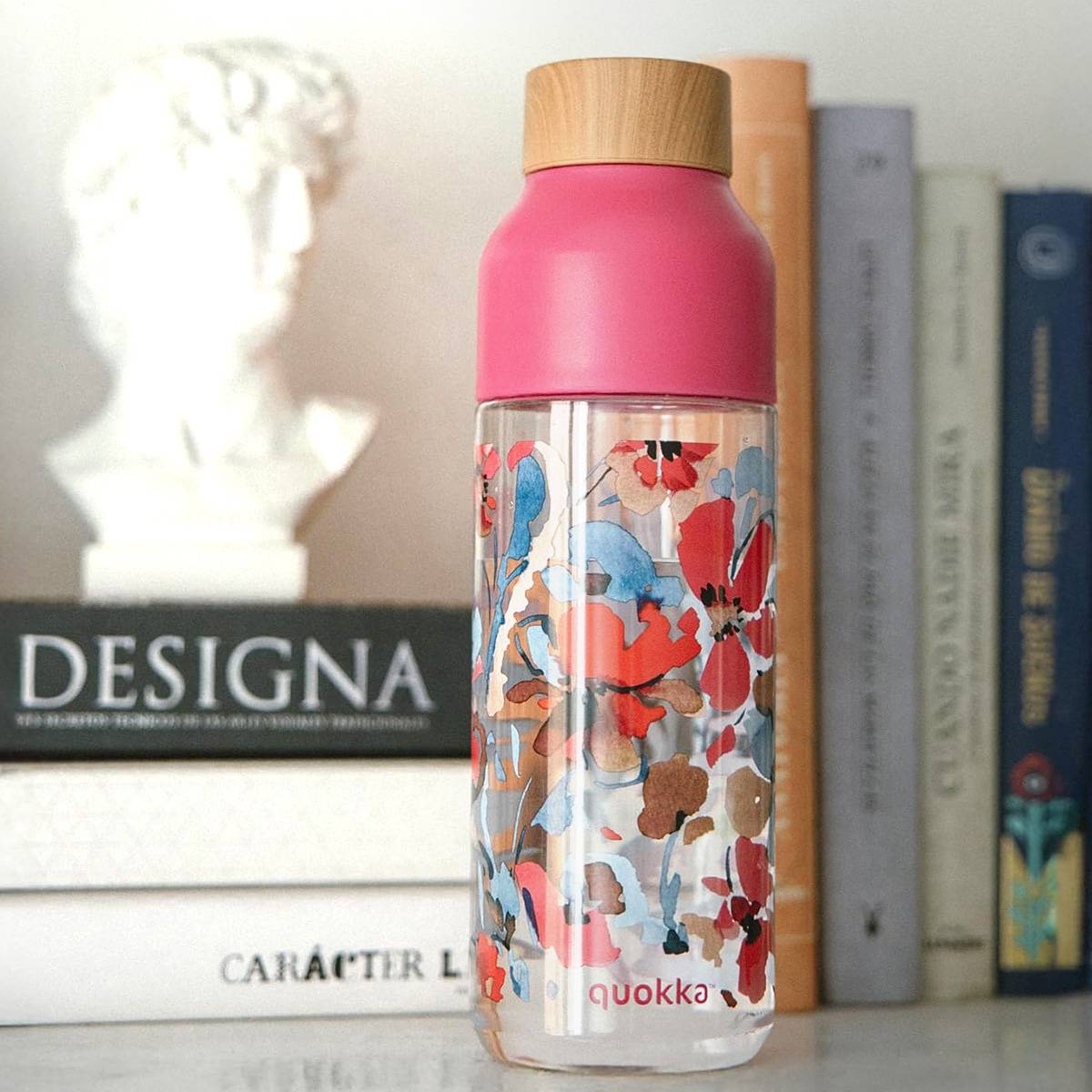 Bouteille d’Eau Réutilisable Ice 720ml avec Bouchon Bois et Motif Floral-2