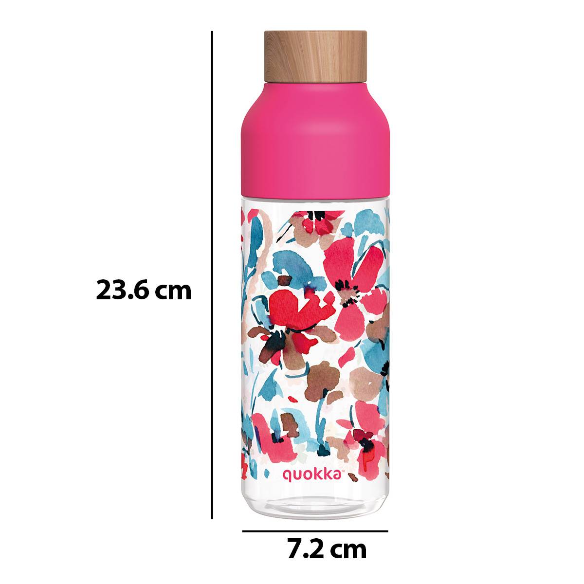 Bouteille d’Eau Réutilisable Ice 720ml avec Bouchon Bois et Motif Floral-3