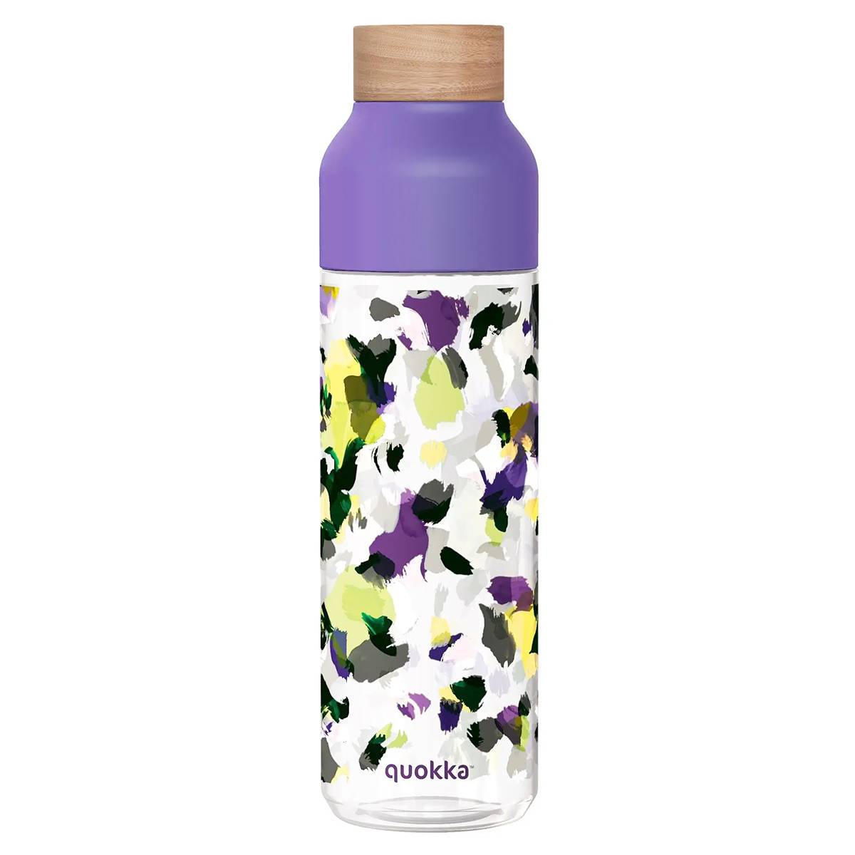 Bouteille d’Eau Réutilisable Ice 840ml avec Bouchon Bois et Motif Floral Stylisé-0