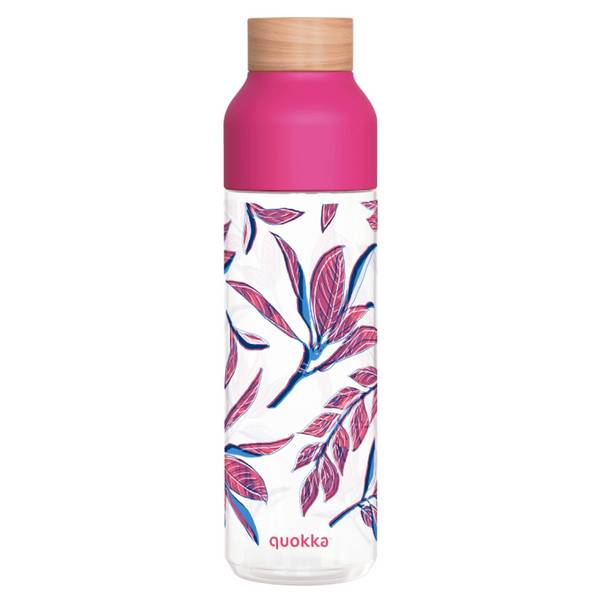 Bouteille d’Eau Ice 840ml avec Bouchon Bois et Motif Feuillage Stylisé