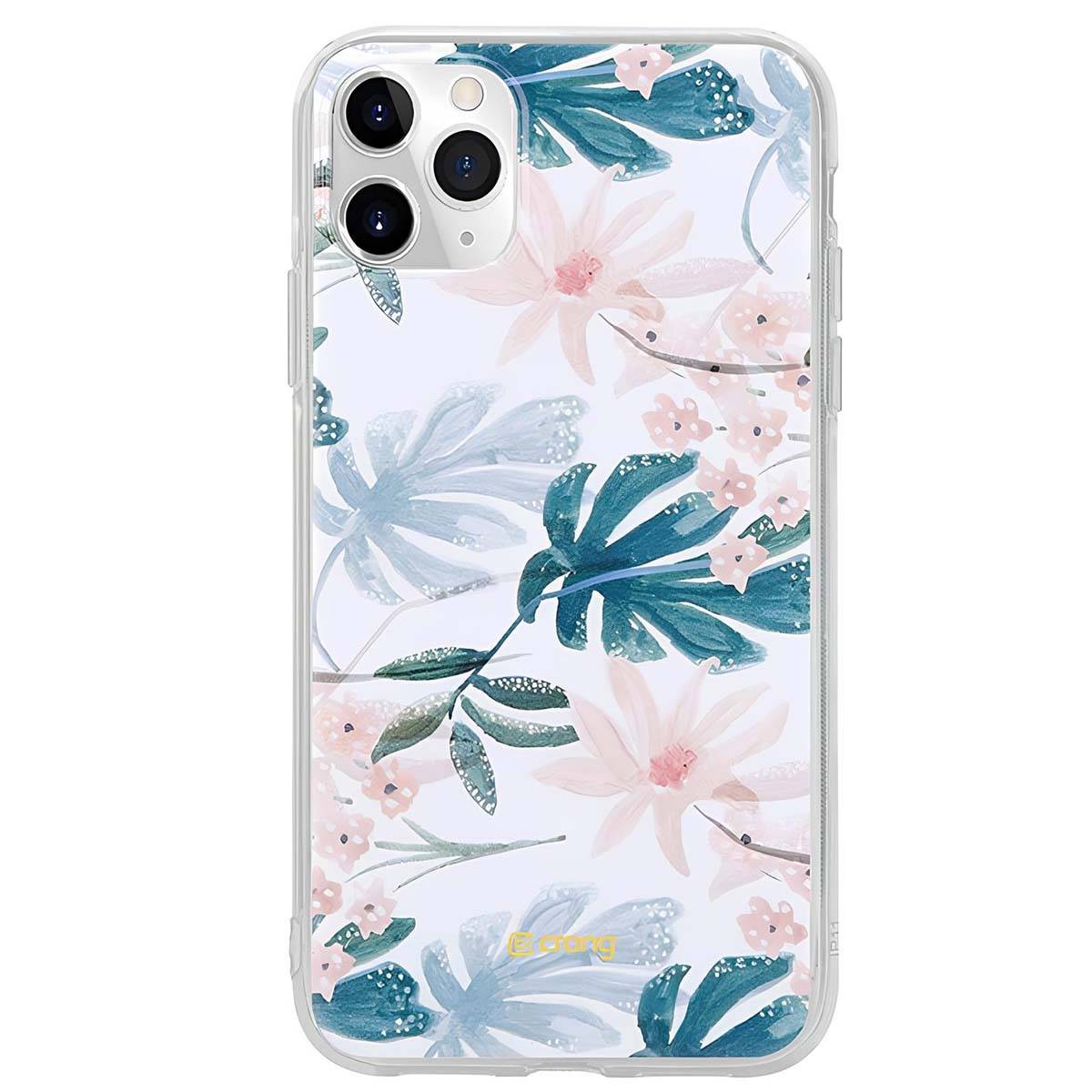 Coque pour iPhone 11 Pro en Plastique Souple avec Motif Floral-1