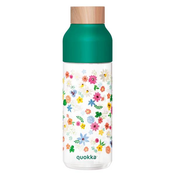 Bouteille d’Eau Réutilisable Ice 720ml avec Bouchon Bois et Motif Floral