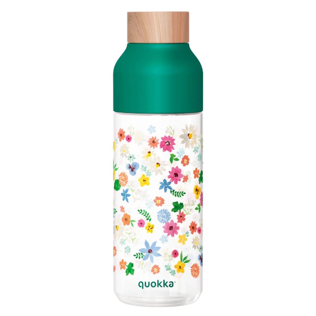 Bouteille d’Eau Réutilisable Ice 720ml avec Bouchon Bois et Motif Floral-0
