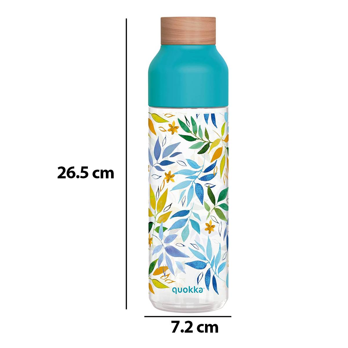 Bouteille d’Eau Ice 840ml avec Bouchon Bois et Motif Feuilles à l’Aquarelle-3