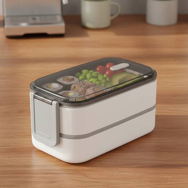 Récipient Alimentaire Double Compartiment 2 Niveaux avec Couvercle Hermétique