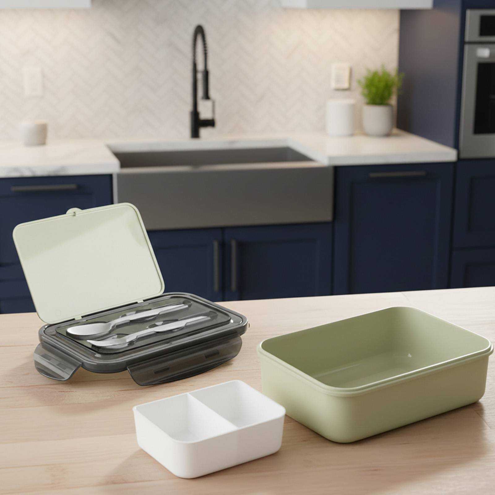 Récipient Alimentaire 1.3L CF-5031 avec Cuillère et Fourchette-2