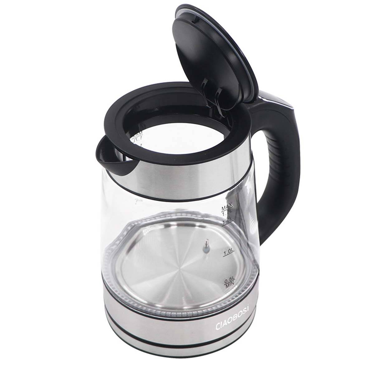 Bouilloire Électrique 1.7L 2000W Verre Borosilicate avec Réglage de Température-1